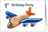 Brightly Colored Amazing Jet Airplane 1st Birthday Invitation Card