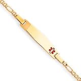 14k Medical Jewelry Childrens Bracelet - 6 Inch