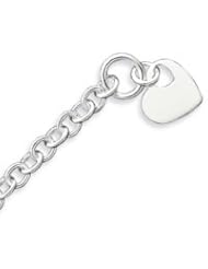 Sterling Silver Engraveable Heart Disc on Fancy Link Toggle Bracelet - 8.75 Inch