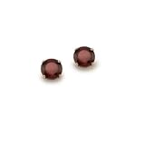 14k Yelllow Gold 4mm Four Prong Genuine Garnet-January Stud Earrings