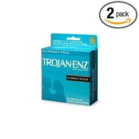 Trojan-Enz Latex Condoms, Premium Lubricant, 36-Count Boxes (Pack of 2)