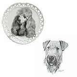 Airedale Terrier Heart Shaped Plate, Porcelain by Rosalinde (8' diameter)