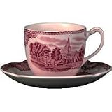 Johnson Brothers Old Britain Castles Pink Dinnerware 5 1/2-Inch Saucers, Set of 4