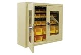 Clear Door Wall Mount Bin Cabinet 30W X 12D X 30H Putty