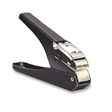 Handheld Badge Punch, 9/16 x 1/8 Horizontal Slot, 1/2 Inch Reach, Black/Chrome