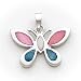 Sterling Silver Pink, White and Blue Shell Butterfly Pendant