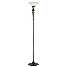 Kenroy Home 31512GBRZ Georgetown One-Light Torchiere, Golden Bronze with White Glass Globe by Kenroy Home
