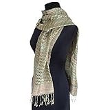 Silk shawl, 'Pale Green Rainbow'