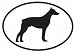 Doberman Sticker (Black/White, 5' x 3.5' )