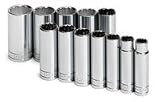 Wire Strippers: 1/2 In Drive 12 Pt SAE Deep Socket Set - 12 Piece
