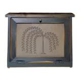 Country Rustic Primitive Bread Box Willow Tree Tin Wood