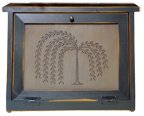 Country Rustic Primitive Bread Box Willow Tree Tin Wood
