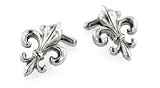 Silver plated larger sized Fleur De Lis cufflinks with presentation box. Made in the U.S.A