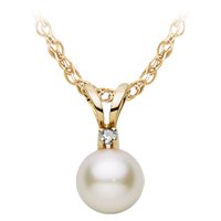 14kt. Gold, Cultured Pearl & Diamond Pendant