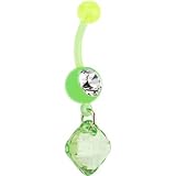 BIOPLAST Green JEWEL DROP Dangle Belly Ring