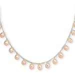 Drops of Wisdom Cultured Pearl on Silver Chain Necklace, Peach