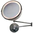 Brass finish lighted swingarm mirror, 5X magnification