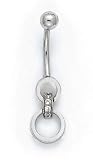 14KW BELLY RING 2 CIR W/DI .04CT ES-1258