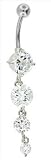 CZ - FOUR SOLITAIRES Dangle Belly Button Ring