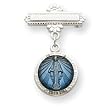 Sterling Silver Blue Enameled Miraculous Medal Pin