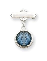 Sterling Silver Enameled Miraculous Medal Pin
