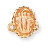 14k 12x16mm Three Graces Traditional Shell Cameo Ring Size 7
