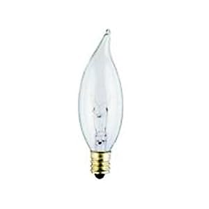 25 Watt Bent Tip Light Bulb Candelabra Base Clear Long Life Flame Tip Light Bulb by SLI Lighting