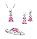 10kt. White Gold, Lab Created Pink Sapphire & Diamond Gift Set