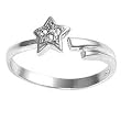 Sterling Silver Fashion Toe Ring - Shooting Star with Clear CZs - 2mm Band Width