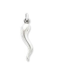 Sterling Silver Italian Horn Pendant - Measures 1/4" X 1" - JewelryWeb