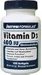 Jarrow Formulas Vitamin D3 400 IU Softgels, 100 ct
