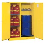 Justrite Drum Storage Cabinet w/Drum Rollers, Two 55 Gallon drum capacity - 2 manual doors - 899160