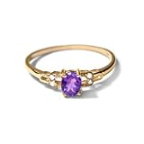 .02CT Round Diamond and Oval Amethyst Ring
