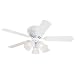 Westinghouse 7850800 Contemporary Trio Three-Light 42-Inch Five-Blade Ceiling Fan, White with Frosted Globes