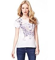 Indigo Collection Pure Cotton Bird-of-paradise Print T-Shirt