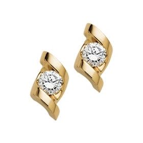 1 4 ct. tw. Diamond Sirena Solitaire Earrings in 14K Yellow Gold by