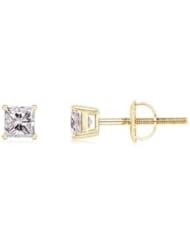 0.75 ct Solitaire Diamond Stud Earrings in Yellow Gold