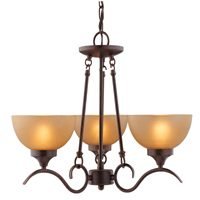 Three Light Chandelier, Bronze
