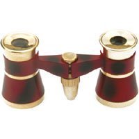 Adorama 3 x 25 Focusing Opera Glass Binocular  Burgundy with Gold Trim