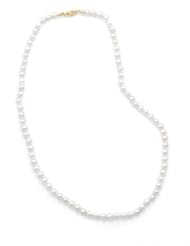 MMA Silver - 18 inch 5-5.5mm Cultured Freshwater Pearl Necklace Individually Knotted with a 14K Yellow Gold Clasp