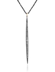 Mizuki 14Kt Shadow Silver Chain Charm Icicle Diamond Long Pendant Necklace (.54Ct), 25