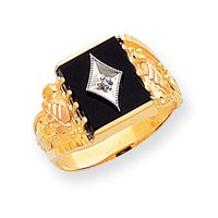 10k Black Hills Gold Complete Mens Diamond Onyx Ring Size 10