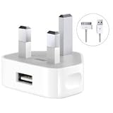 Premium Quality iPhone 4s USB Mains Charger Adapter + USB Data transfer charging cable also supports iPhone 4 4GS 3GS 3 All Apple iPods iPAD iPAD 2 With Dock Connectors Top Class Quality