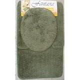 3 PIECE BATHROOM RUG, CONTOUR and LID COVER SET - OLIVE GREEN by Brown's Linens and Window Coverings