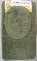 3 PIECE BATHROOM RUG, CONTOUR & LID COVER SET - OLIVE GREEN