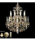 American Brass and Crystal CH9725-OS-12G-PI Marlena 8+8 Light Two Tier Chandelier in Polished Brass with Black Inlay with Clear Strass Teardrop crystal
