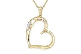14K Yellow Gold Diamond Heart Pendant w/Chain