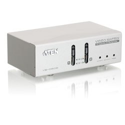 Aten Technology VS0202 2x2 Port Audio Video Matrix Switch with Signal Booster