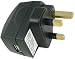 Black 3 PIN UK USB Mains Charger For iPods, Mobile Phones, PDA's, MP3 Players, Speakers, Digital Cameras, Nokia, Sony Ericsson, Samsung, LG, Palm