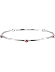 Genuine Mozambique Garnet Bangle Bracelet Ster_Rho Plated 68112